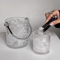 Glass Ice Bucket with Handle, Thickened Large Capacity Champagne Beer Cooler for Bar KTV Home Use