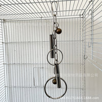 Large Parrot Stainless Steel Chew Toy with Bell for Mental Stimulation and Beak Grinding