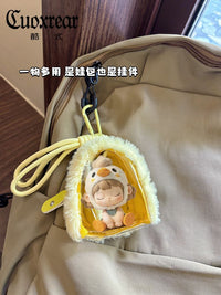 Plush Transparent Mini Pouch for Badges, Coins, and Earbuds - Cute Canvas Storage Bag