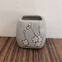 Hand-Painted Embossed Ceramic Succulent Planter Pot
