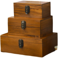 Japanese Retro Wooden Storage Box with Lock for Desktop Sundries and Jewelry