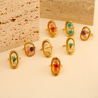 Stainless Steel Dried Flower Open Adjustable Ring