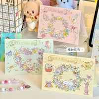 Hollow Floral Rabbit 3D Pop-Up Greeting Card, Ins Style Exquisite Postcard for Messages