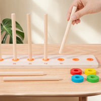 Montessori Rainbow Stacking Rings & Pegs Set for Early Education, Color Recognition & Fine Motor Skills Development
