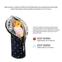 Portable Insulated Baby Bottle Bag with Zipper, Aluminum Film Lining for Travel and Freshness