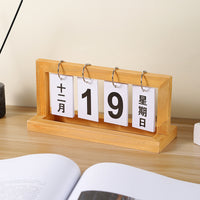 Creative Wooden Perpetual Calendar with Week Display for Home and Office Decor