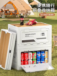 Large Foldable Outdoor Camping Storage Box with Lid, Car Trunk Organizer, Portable Picnic Table