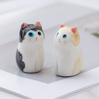 Japanese Ceramic Lucky Cat Figurine for Desk Decor