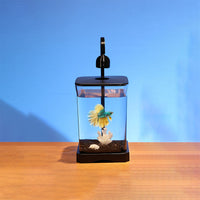 Mini Betta Fish Tank with LED Light for Desktop Office Home Living Room