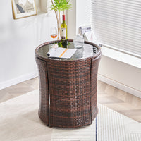 Outdoor Patio Wicker Bistro Set with Storage - Balcony Small Table and Chairs for Home Leisure Area