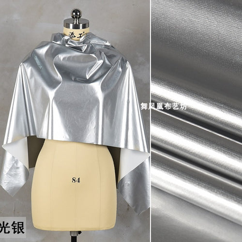 Matte Silver Thin Mirror Patent Leather Fabric for Performance Wear and Apparel Design