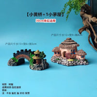 Aquarium Mountain Rock Bridge Ornament Set with Hiding Cave and Artificial Plants