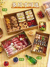 Disposable Kraft Paper Picnic Lunch Box Set for BBQ & Outdoor Activities