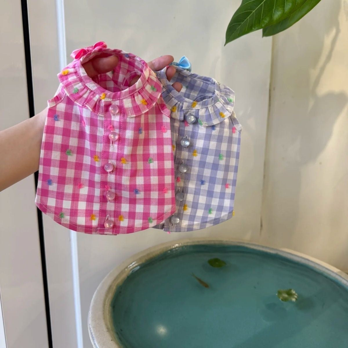 Plaid Dog Shirt for Small Breeds, Puppy, and Cats - Lightweight Spring/Summer Pet Apparel