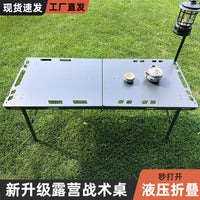 Large Semi-Automatic Hydraulic Folding Camping Table for Outdoor Picnics and Stalls, Thickened Aluminum Alloy