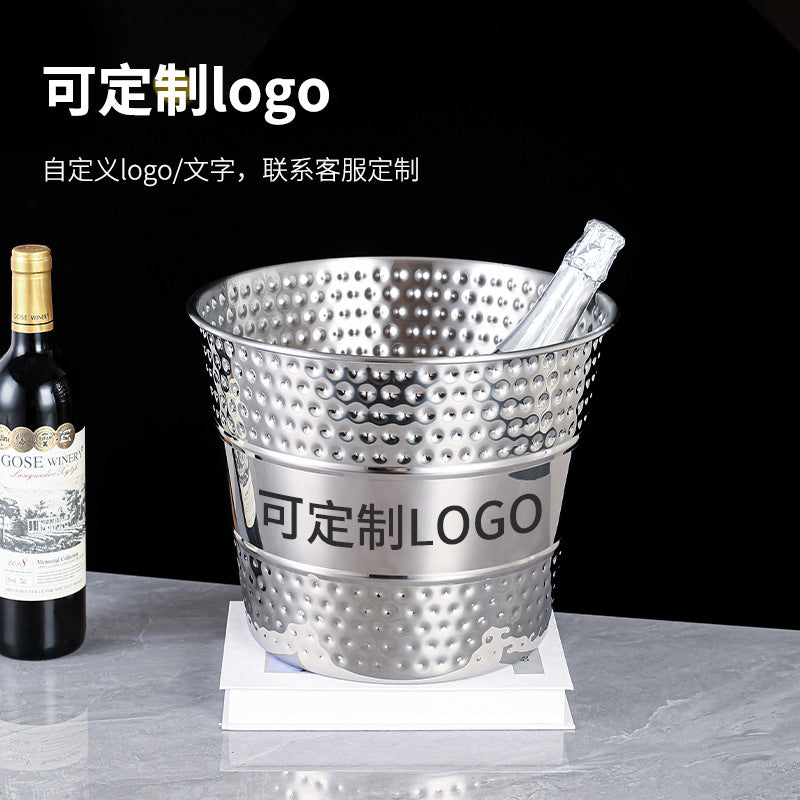 Luxury Hammered Stainless Steel Ice Bucket for Parties and Bars, Champagne and Wine Chiller