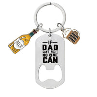 Stainless Steel Keychain with DIY Engraving Pendant, Bottle Opener, Gift for Boyfriend/Father's Day