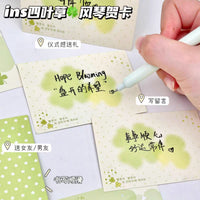 Lucky Four-Leaf Clover Accordion Greeting Card Blank Foldable Message Card for Students