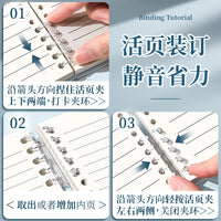 Transparent Loose-Leaf Notebook B5/A5 Detachable Grid/Lined Pages for Students