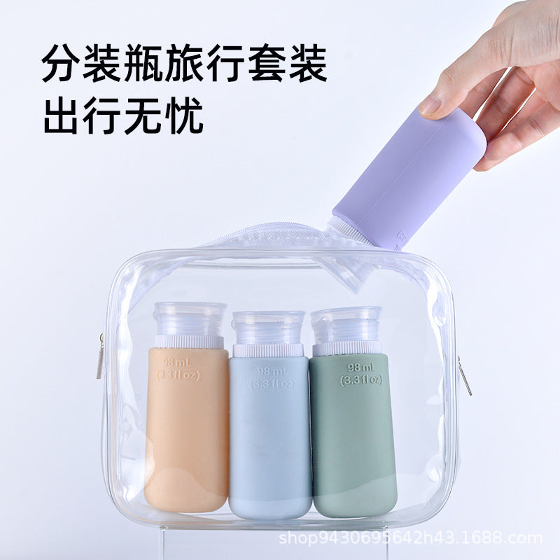 Silicone Travel Bottles Set for Lotion, Shampoo, and Shower Gel - Portable and Refillable