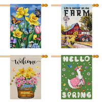 2025 New Cross-border Spring/Summer Sunflower Floral Linen Garden Flag Double-Sided Print Yard Decoration