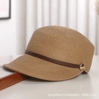 French Style Straw Equestrian Sun Hat for Women, Breathable Visor Cap with UV Protection