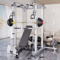 Multi-functional Home Squat Rack with Barbell Set for Weightlifting and Bench Press