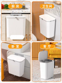 Wall-Mounted Kitchen Trash Can with Lid for Home, Bathroom, Living Room, and Food Waste