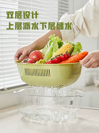 Carrot Strainer Basket for Fruits and Vegetables, Double-Layer Washing and Draining Basket, Kitchen Storage