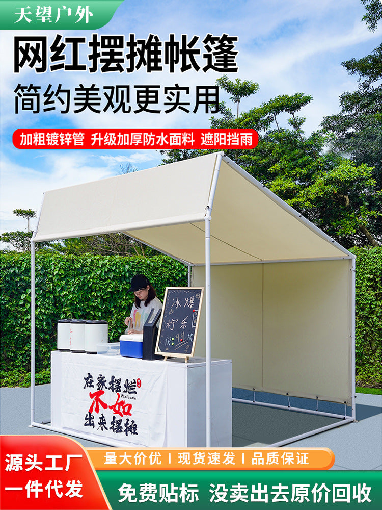 Outdoor Slanted Roof Stall Tent for Markets and Events, Waterproof Sunshade Canopy
