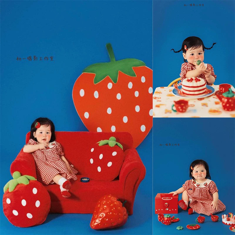 Baby Strawberry Outfit Photography Prop Set for Newborns and First Birthday