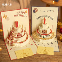 NUBABI 3D Pop-Up Birthday Cake Greeting Card with Light & Music, Happy Birthday Gift Card