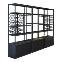 Industrial Style Metal Wine Rack Display Cabinet for Bar and Cellar