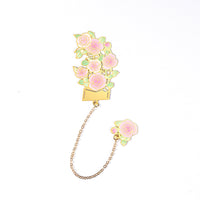 Hollow Carved Brass Flower Bookmark with Tassel, Chinese Style