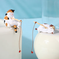 Miniature Fishing Cat Aquarium Ornament for Fish Tank Decoration and Desktop Decor