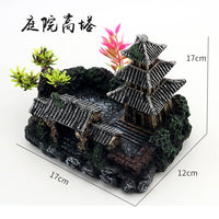 Aquarium Pagoda Tower Ornament Fish Tank Landscape Decoration Resin Craft