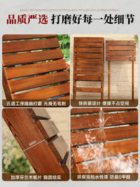 Outdoor Solid Wood Patio Lounge Chair Set with Table, Balcony Leisure Sofa Chair for Small Spaces