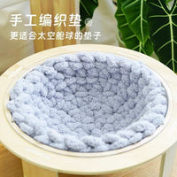 Hand-Woven Cat Bed with Soft Cushion, Round Space Capsule Design for All Seasons