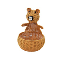 Bear Woven Imitation Rattan Storage Basket for Fruit and Home Decor