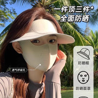 Women's UV Protection Sun Visor with Detachable Neck Flap and Wide Brim