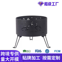 Portable Outdoor Camping Fire Pit with Grill Grate - Round Wood Burning Stove for Heating & Cooking