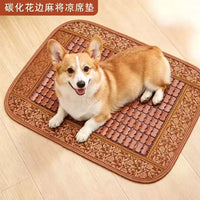 Summer Pet Cooling Mat for Dogs and Cats, Bamboo or Rattan Weave Sleep Pad for Kennels and Beds