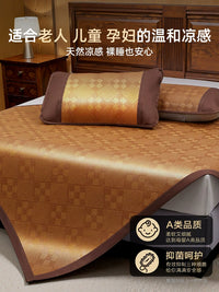 Natural Rattan Summer Sleeping Mat Double-Sided Ice Silk Cooling Pad for Home Dormitory