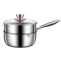 Thickened Stainless Steel Yukihira Saucepan with Steamer, Non-stick, Uncoated, for Baby Food, Noodles, and Milk
