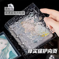 Crystal Clear 3-Inch Mini Photo Card Album with Wavy Design, Loose-Leaf Collector for Kpop Photocards