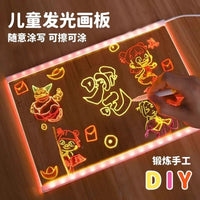 DIY Luminous Drawing Board Acrylic Message Board with Stand and Pens for Kids and Home Use