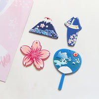 Japanese Ukiyo-e Mount Fuji Kimono Red Koi Charm for DIY Jewelry Earrings Keychains
