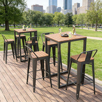 Outdoor Patio Bar Table and Chairs Set, Garden Bistro High-Top Furniture, Weather-Resistant