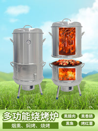 2025 New Multifunctional Charcoal BBQ Grill Smoker for Home Outdoor Use, Roasting Ribs, Chicken, Lamb Legs