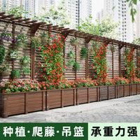 Garden Planter Box with Trellis Outdoor Patio Divider Fence Flower Stand for Climbing Plants
